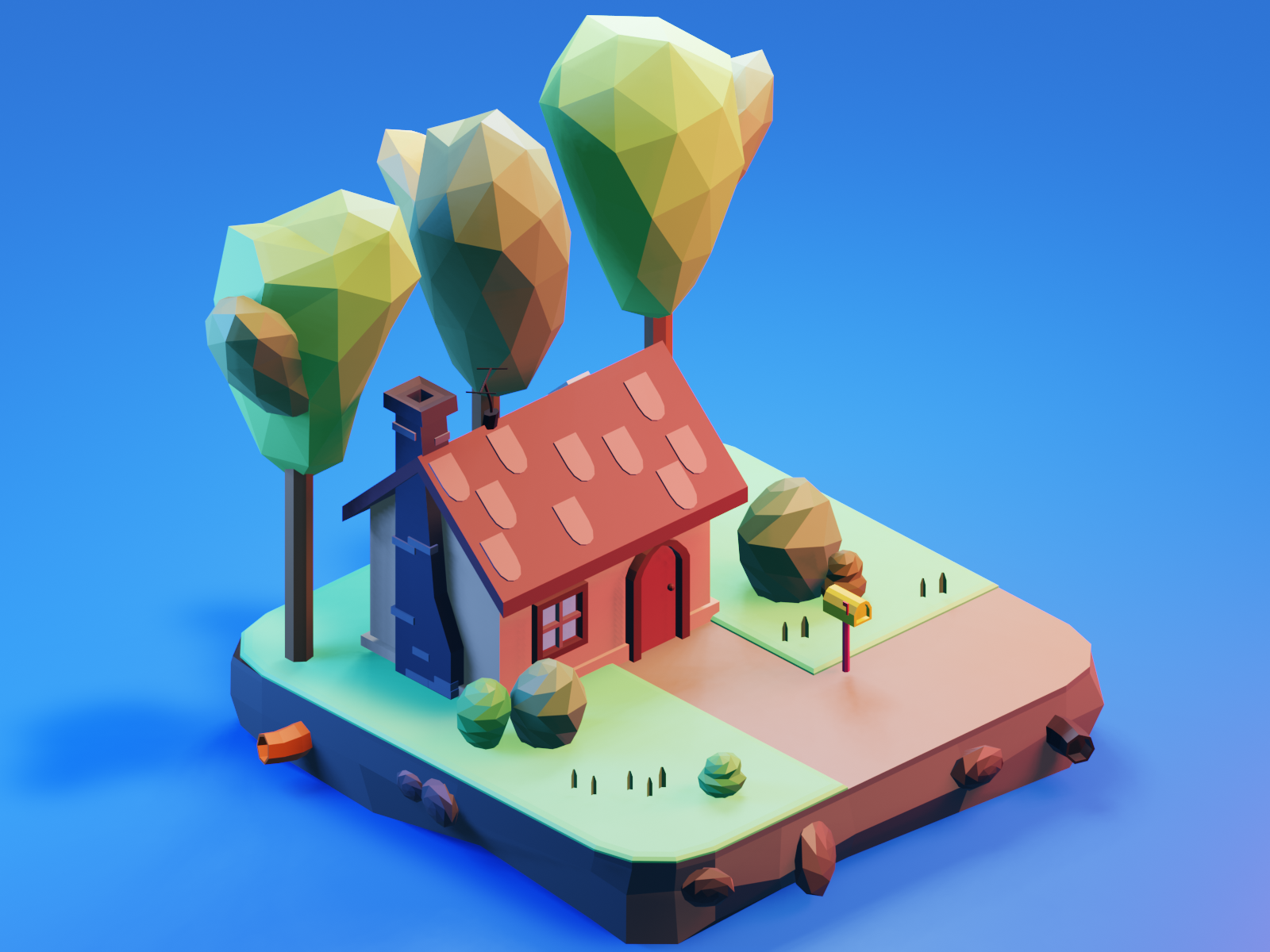 Cartoon house low poly art preview image 2